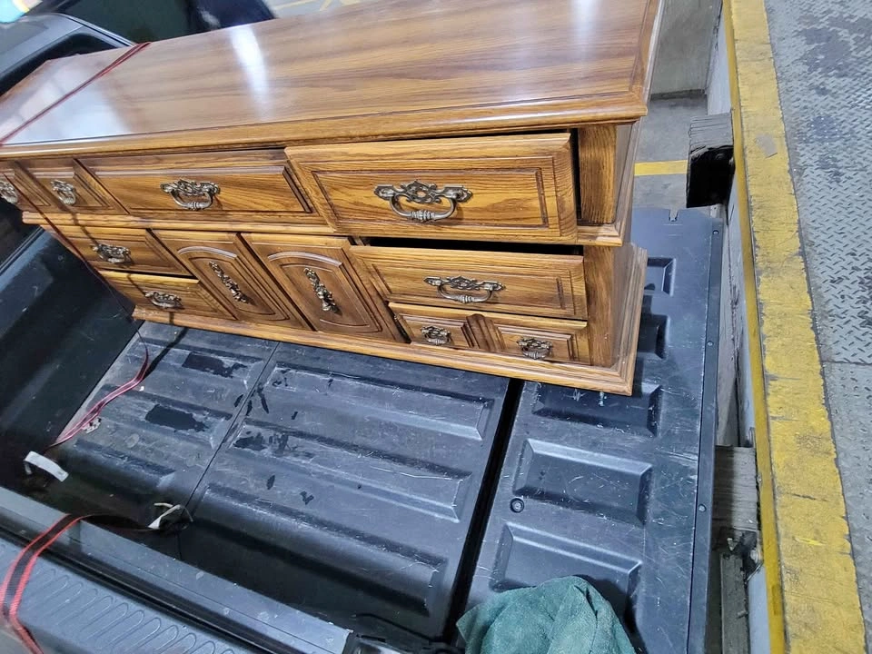 Vintage Oak Dresser w/ Matching Mirrors – Solid Wood Style