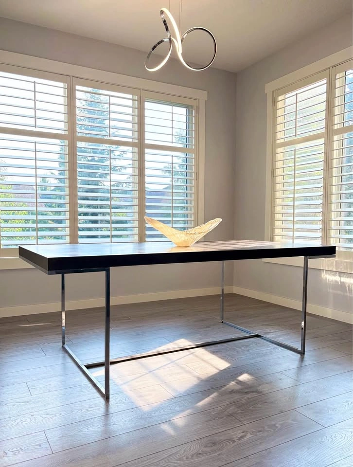 B&B Italia Athos Chrome and Dark Oak Wood Dining Table