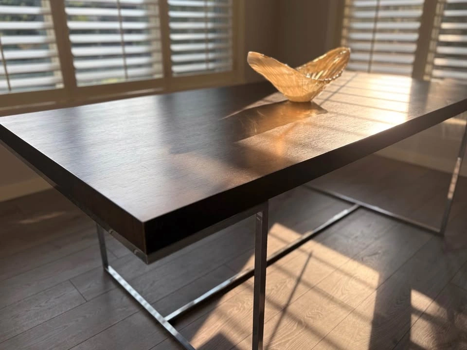 B&B Italia Athos Chrome and Dark Oak Wood Dining Table - photo 5