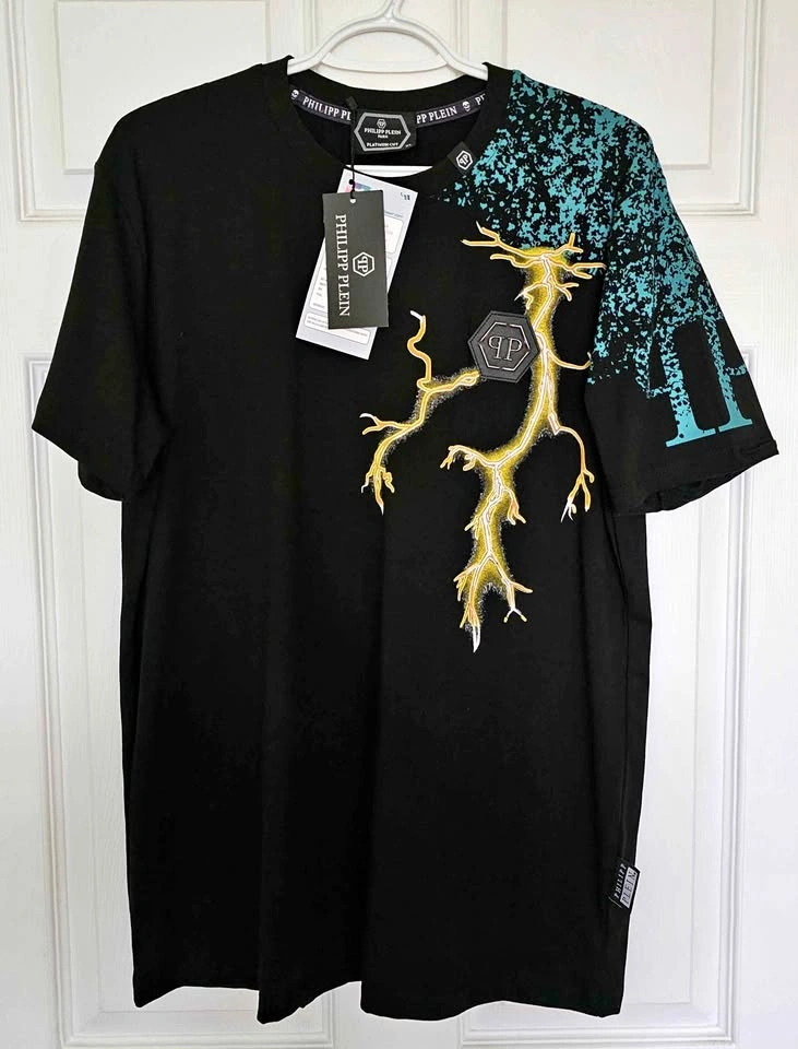 Brand New Philipp Plein Style Skull & Lightning Graphic Tee - Me