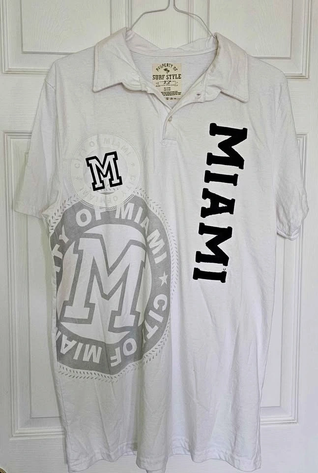 Brand New Surf Style Miami Graphic Polo Shirt - Men's Size XL