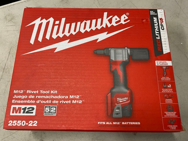 Milwaukee 2550-22 M12 Rivet Tool Kit Brand New in Box