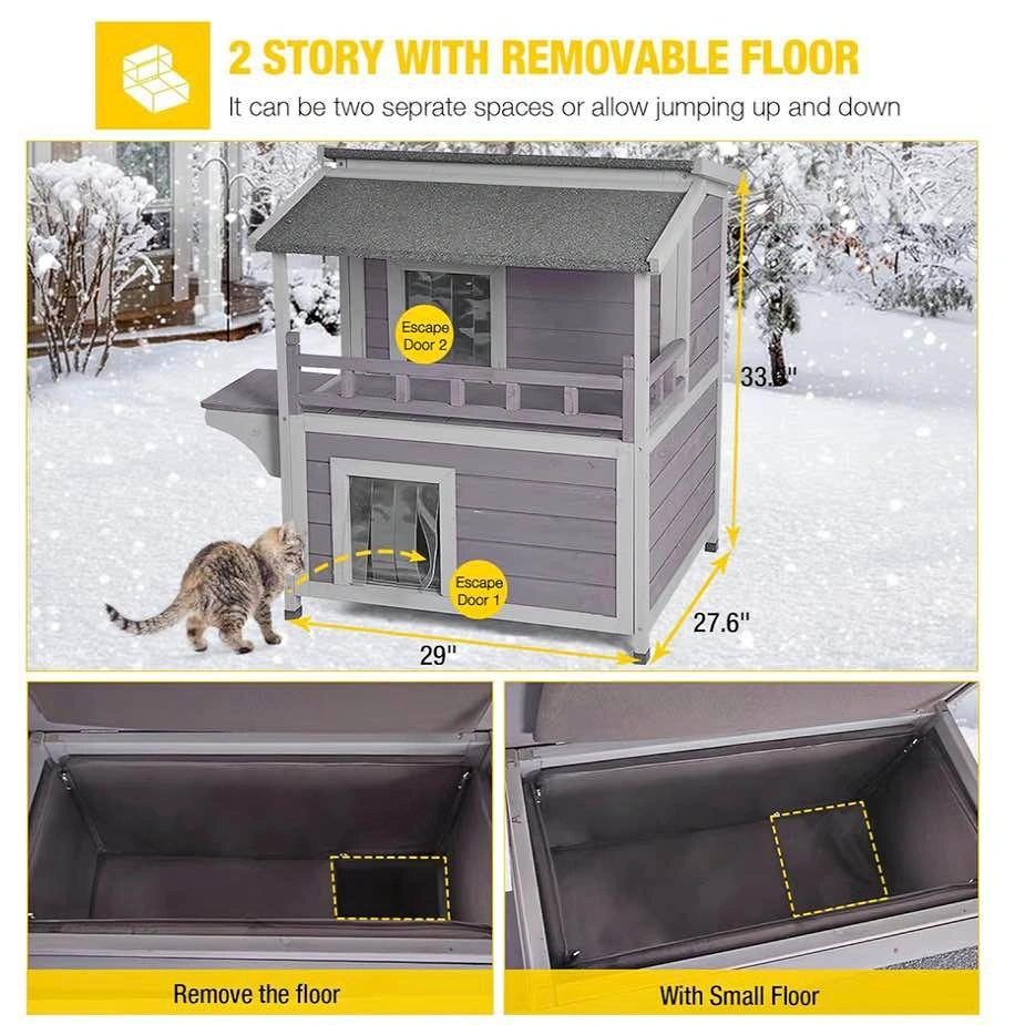 Deluxe Heated Outdoor Cat House – Spacious 2-Story Design