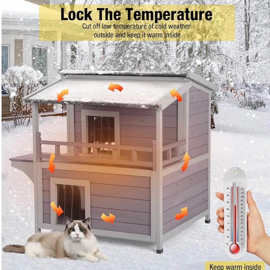 Deluxe Heated Outdoor Cat House – Spacious 2-Story Design - photo 2