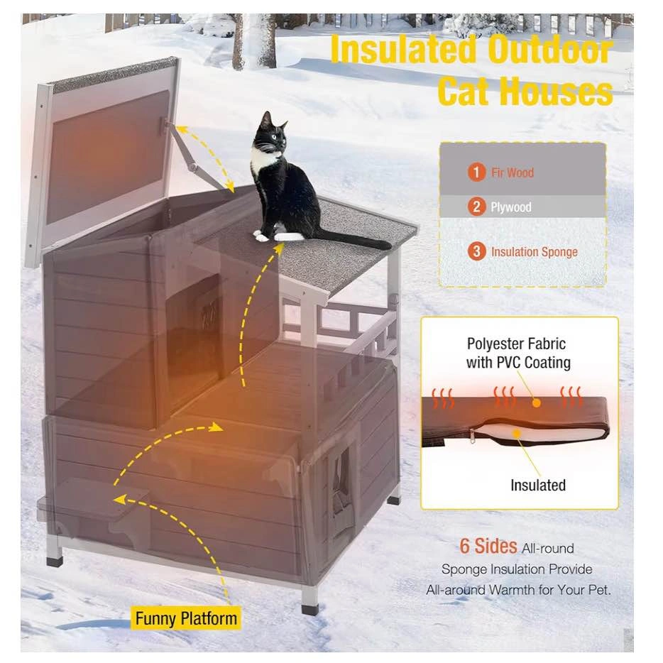 Deluxe Heated Outdoor Cat House – Spacious 2-Story Design - photo 3