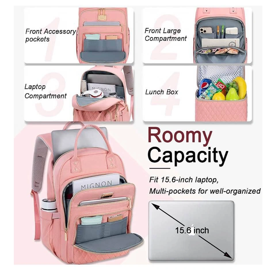 Cute 2-in-1 Quilted Laptop Backpack & Lunch Box Set - photo 5
