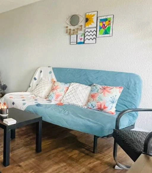 IKEA Blue Futon Sofa Bed - photo 2