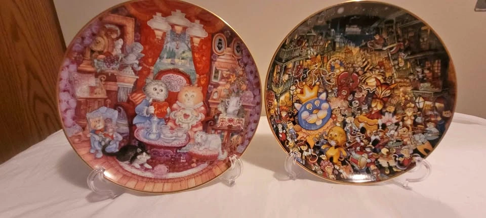 Franklin Mint Bill Bell Collector Plates - Whisker Wuv & Meowdi