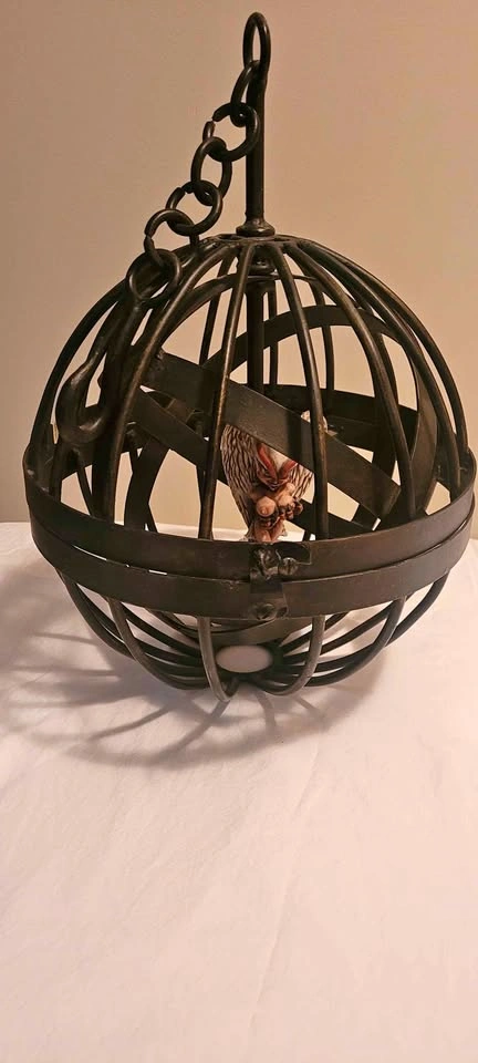 Metal Sphere Cage with Gargoyle Figurine