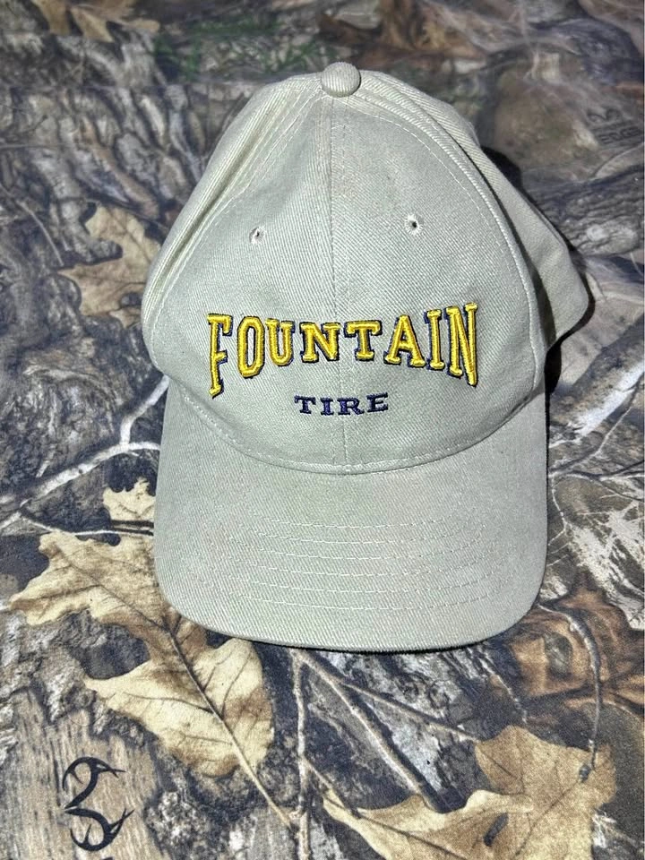 Vintage Khaki Fountain Tire Promotion Cap