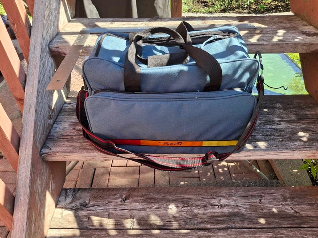 Large camera bag, 18" long, 9" wide 9" deep