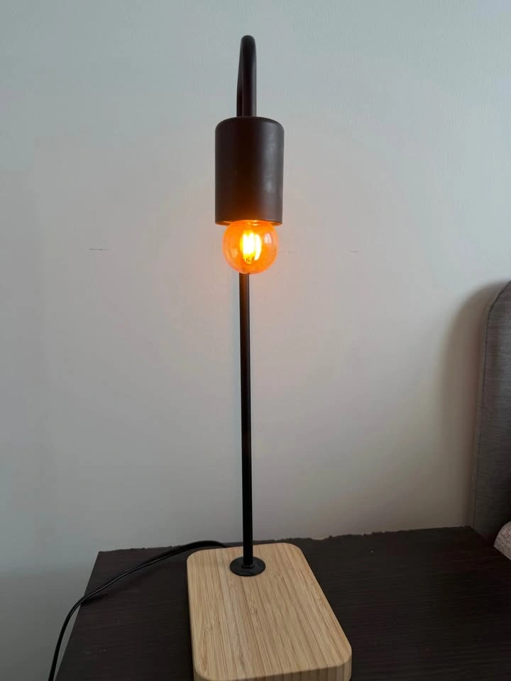 Industrial Metal and Wood Desk Lamp with extra bulb - photo 4