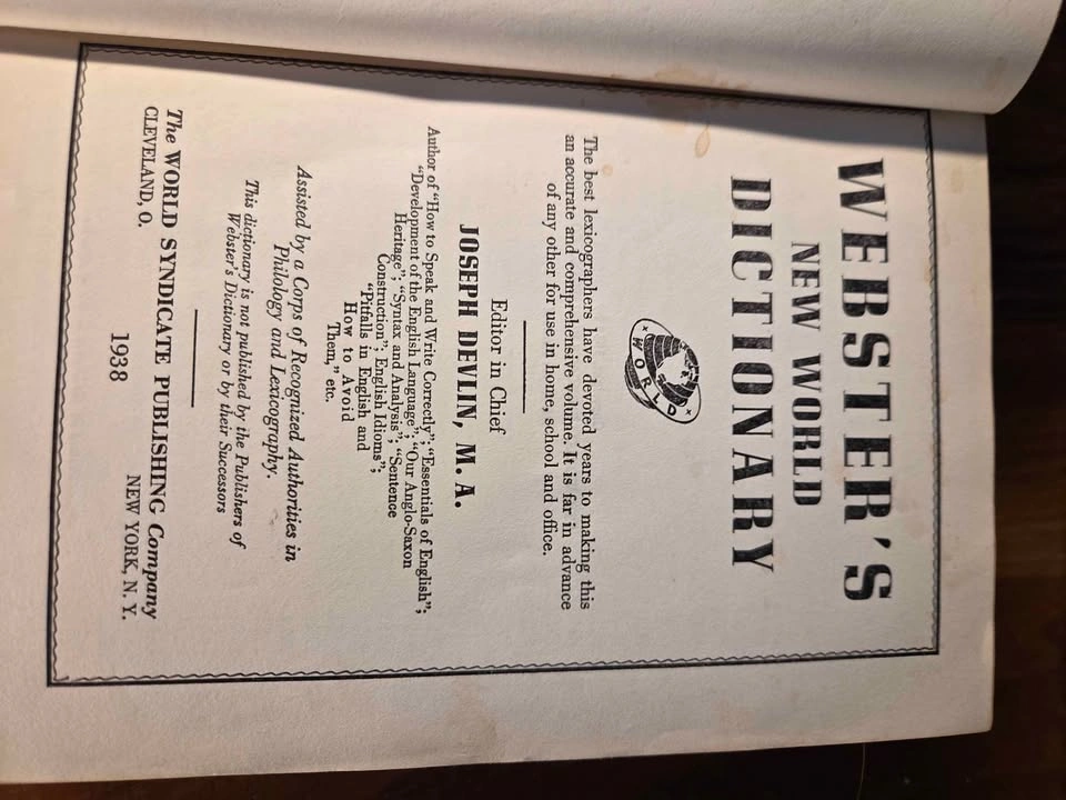 1938 Websters New World Dictionary and Atlas - photo 2