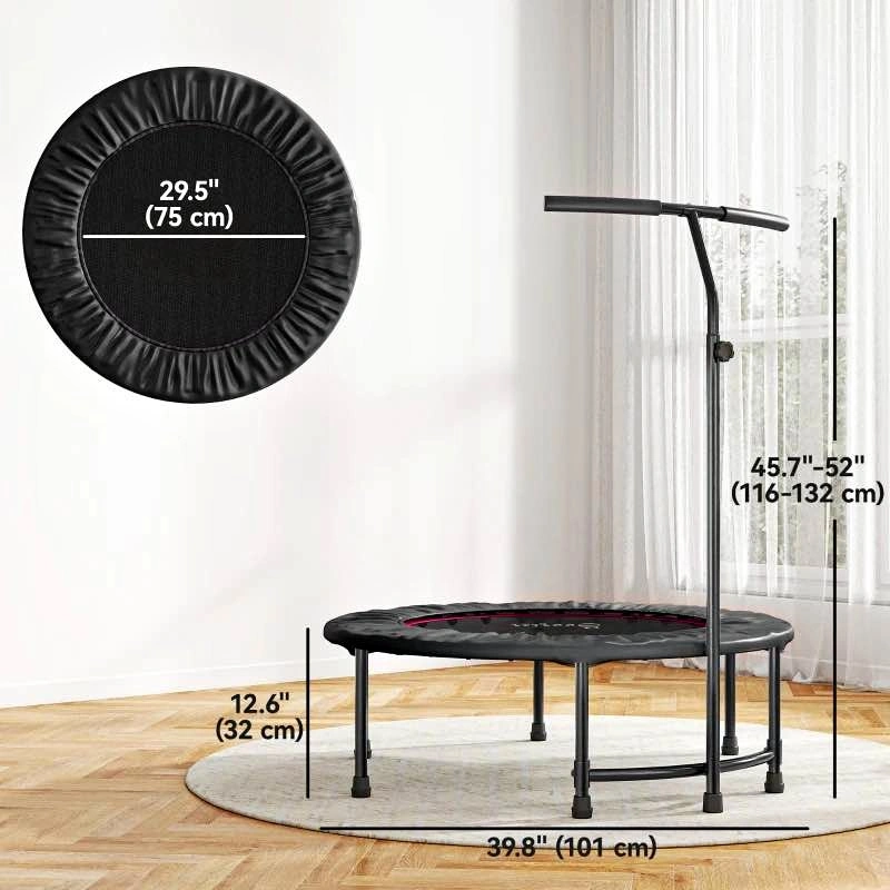 Soozier Fitness Rebounder Trampoline with Adjustable Handlebar