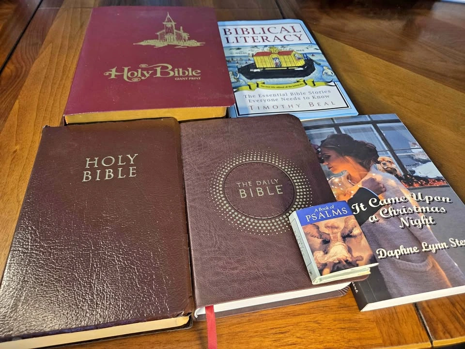 Christian Books & Unmarked Family Bible Printed 1975