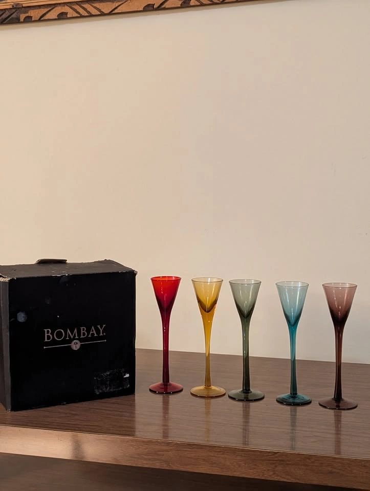 Vintage Rainbow Cordial Shot Glasses - Bombay Liqueur Set of 5 - photo 2