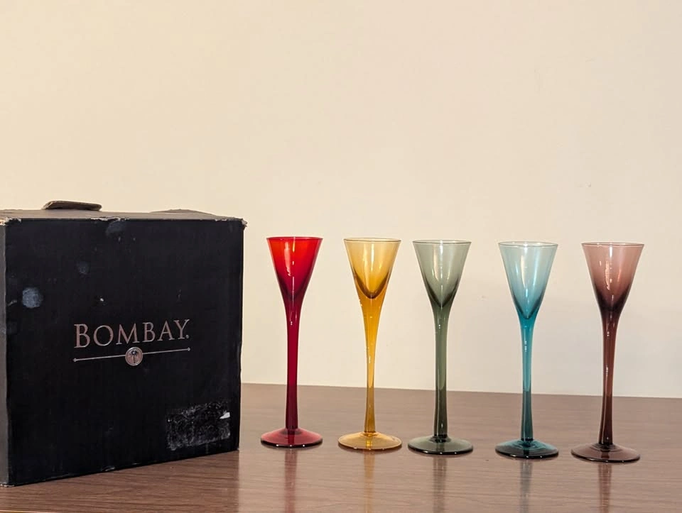 Vintage Rainbow Cordial Shot Glasses - Bombay Liqueur Set of 5 - photo 5