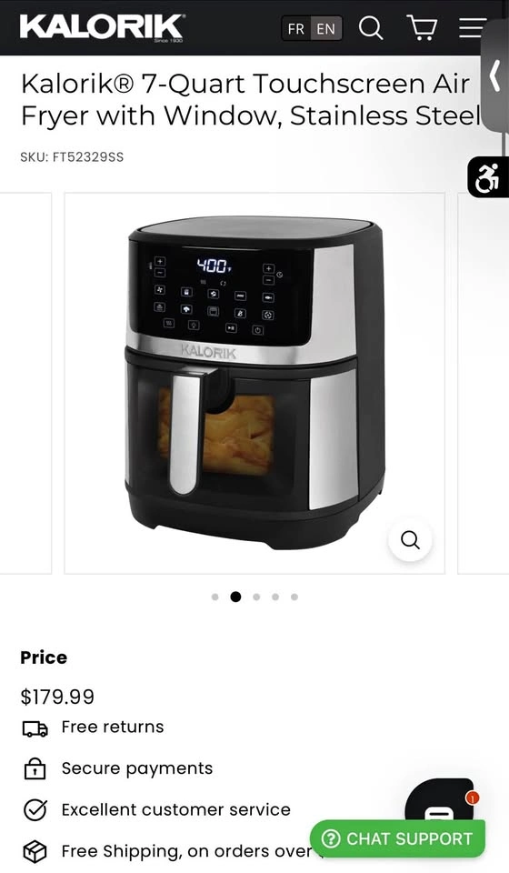 Kalorik 6.5 L (7-Quart) Touchscreen Air Fryer