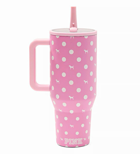PINK /Hydrojug 40 oz Insulated Tumbler Dog Polka Dot