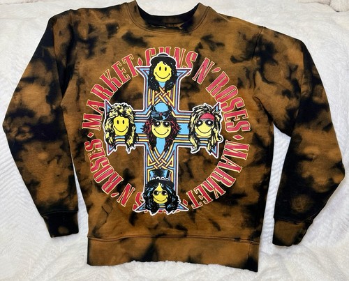 MARKET Guns N Roses Smiley Crewneck Sweatshirt Bleach Tie Dye