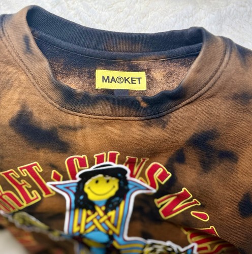MARKET Guns N Roses Smiley Crewneck Sweatshirt Bleach Tie Dye - photo 3