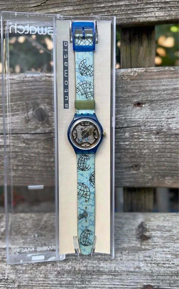 Vintage 1990s Swatch Automatic "Globe / World Map" Watch