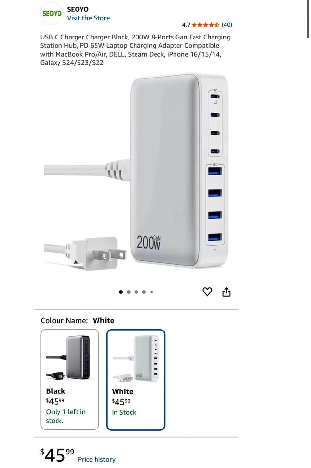 200W 8-Port GaN USB-C Fast Charging Station Hub