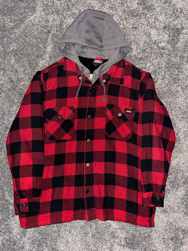 dickes plaid jacket with hood size L