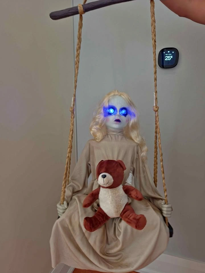 Creepy Animatronic Haunted Girl on Swing