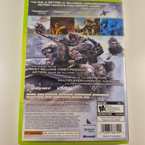 Call of Duty Modern Warfare 2 Xbox 360 Classic Shooter Game - photo 2
