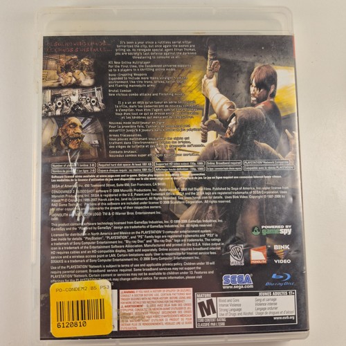 Condemned 2: Bloodshot (Sony PlayStation 3, 2008) PS3 CIB Tested - photo 2