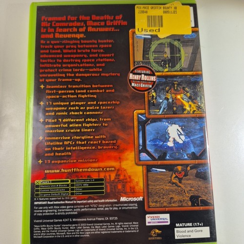 Mace Griffin Bounty Hunter Xbox Original Sci Fi FPS Shooter - photo 2