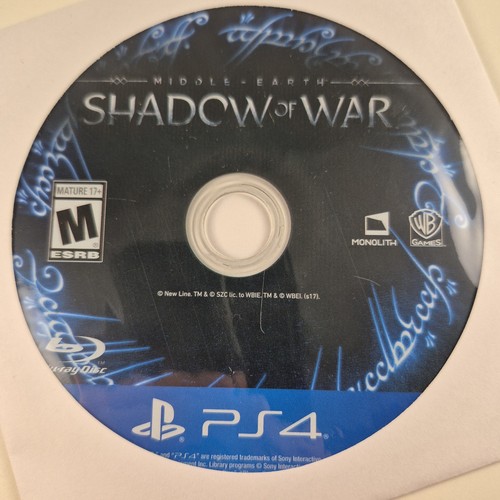 Middle-Earth Shadow of War Sony PlayStation 4 PS4 DISC ONLY