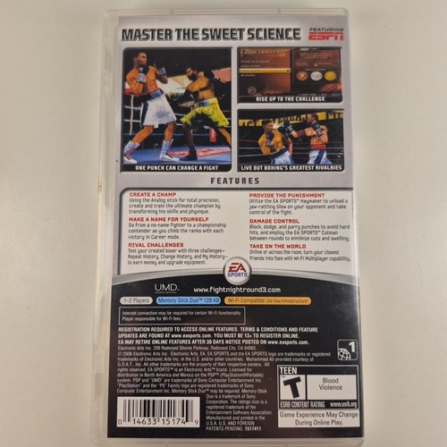Fight Night Round 3 Sony PSP UMD Game CIB - photo 2