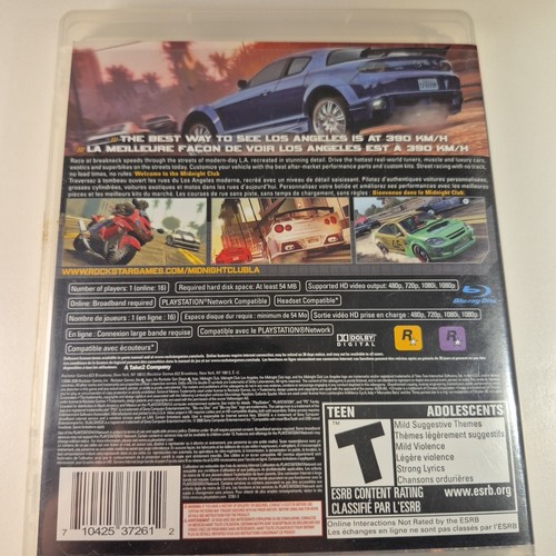 Midnight Club: Los Angeles (Playstation 3 PS3) With Manual Teste - photo 2