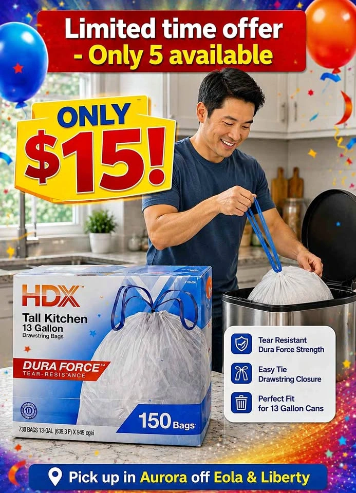 Huge Box 13 gallon trash bags only $15