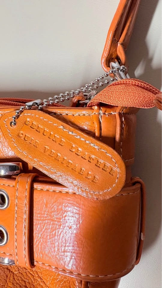 Tuscan’s leather purse, genuine leather, orange, lots of pockets - photo 2