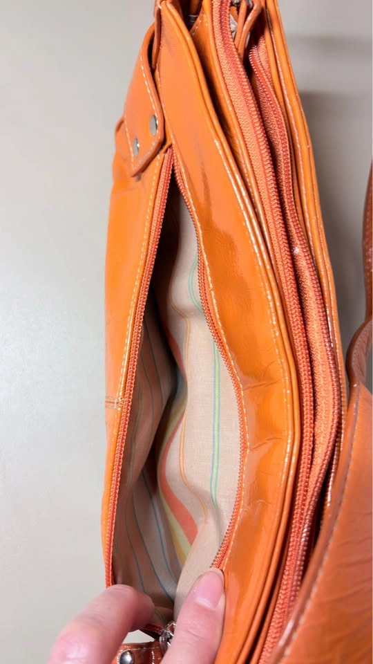 Tuscan’s leather purse, genuine leather, orange, lots of pockets - photo 4
