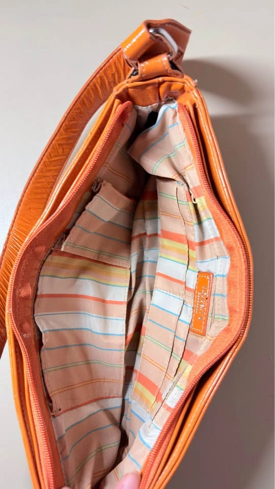 Tuscan’s leather purse, genuine leather, orange, lots of pockets - photo 5