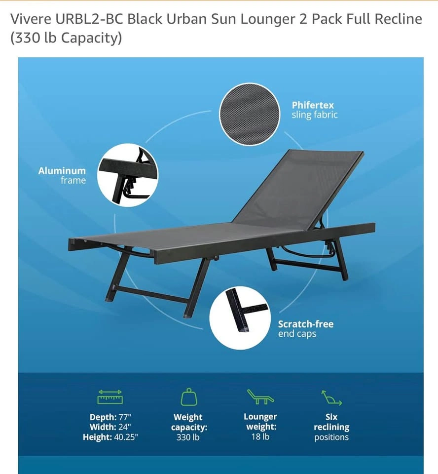 Set of 2 Outdoor Chaise Lounge Chairs - photo 4