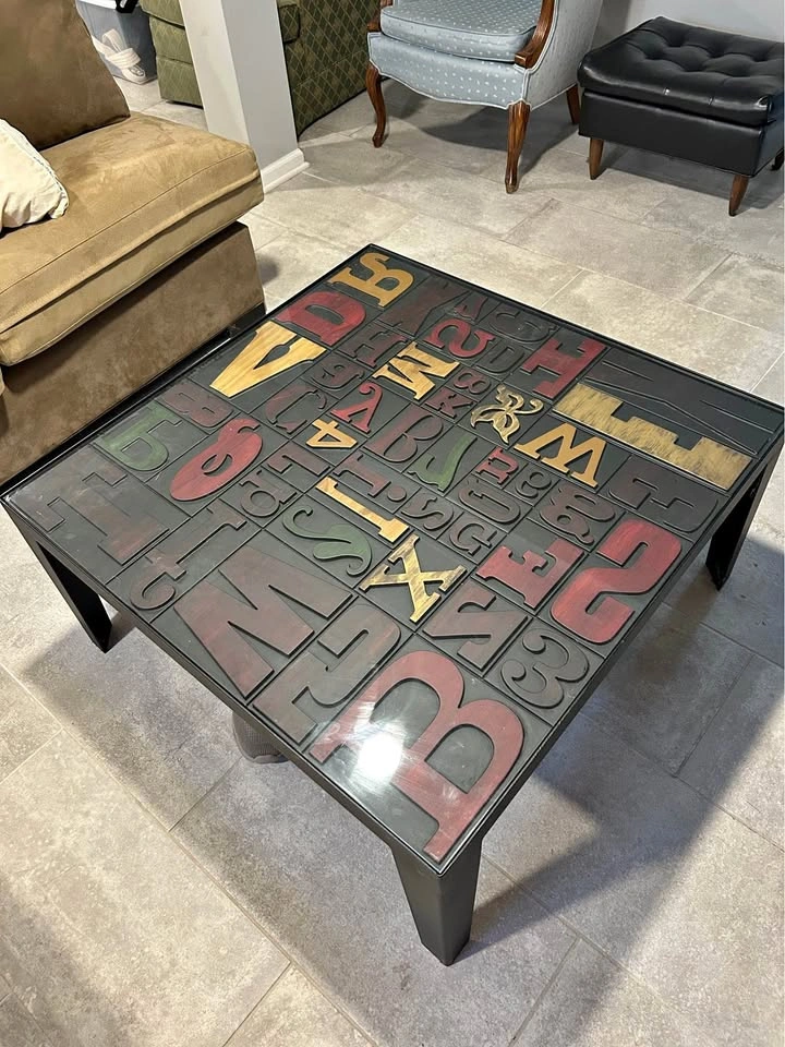 Crate & Barrel Alpha Coffee Table – Rare Discontinued Typography