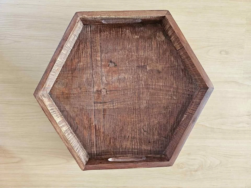 Wooden hexagon shaped tray