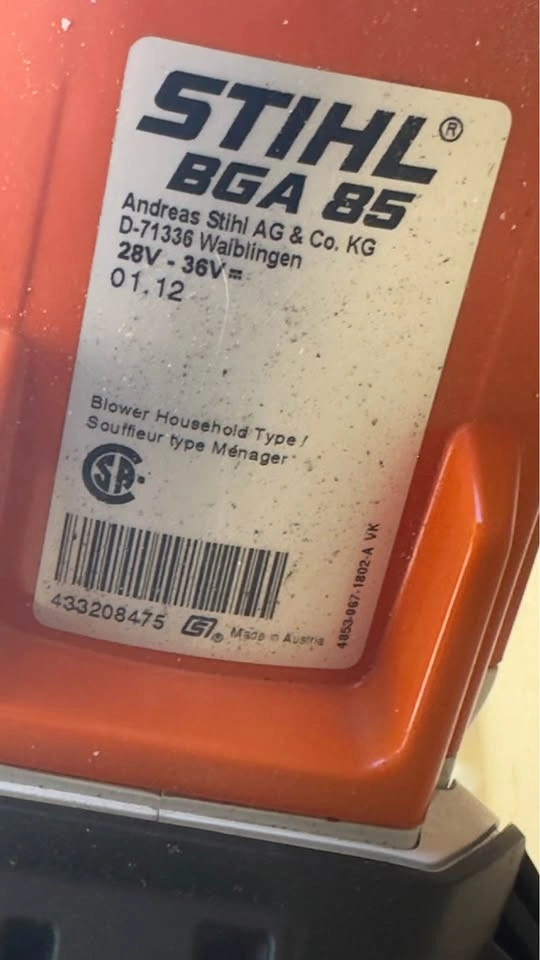 Gently Used STIHL BGA 85 Battery Blower – Tool Only - photo 2