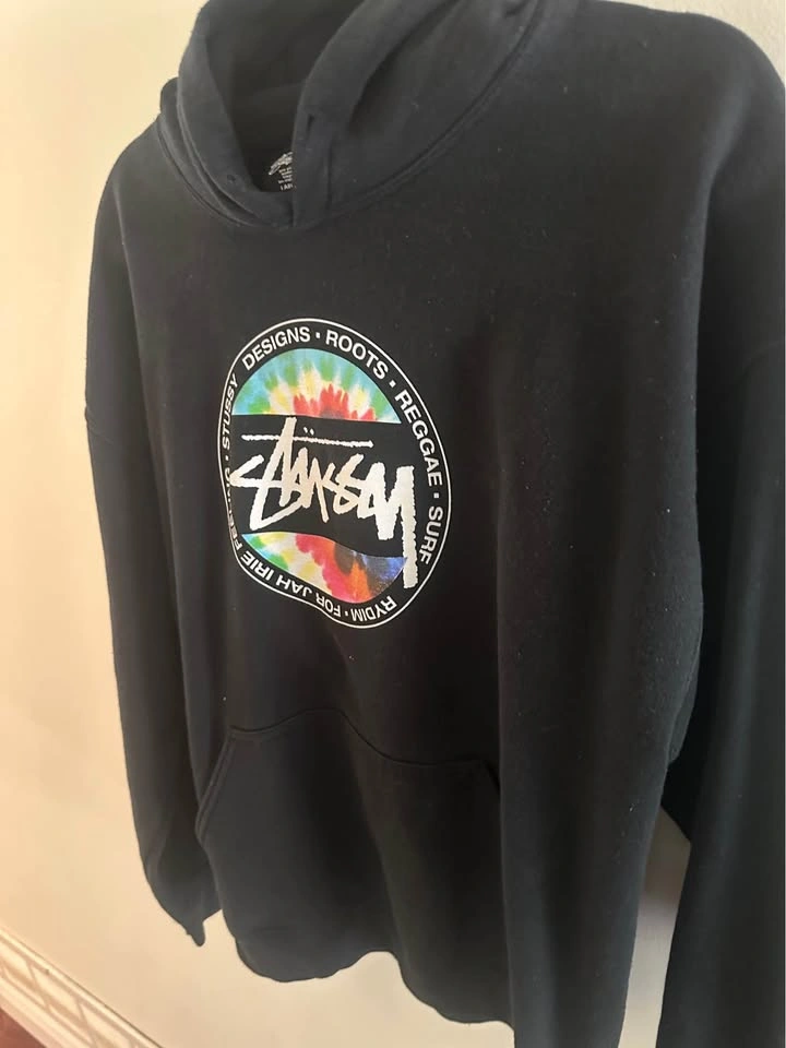 Stüssy Roots Reggae Graphic Hoodie – Black – Size L - photo 5