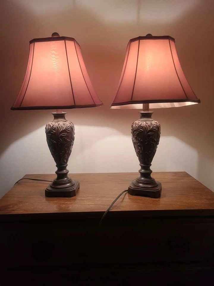 Ornate Traditional Dark Brown Table Lamps - photo 2