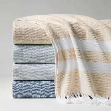 SFERRA AURORA THROW BLANKET - DAFFODIL - 100% Organic Cotton - photo 2