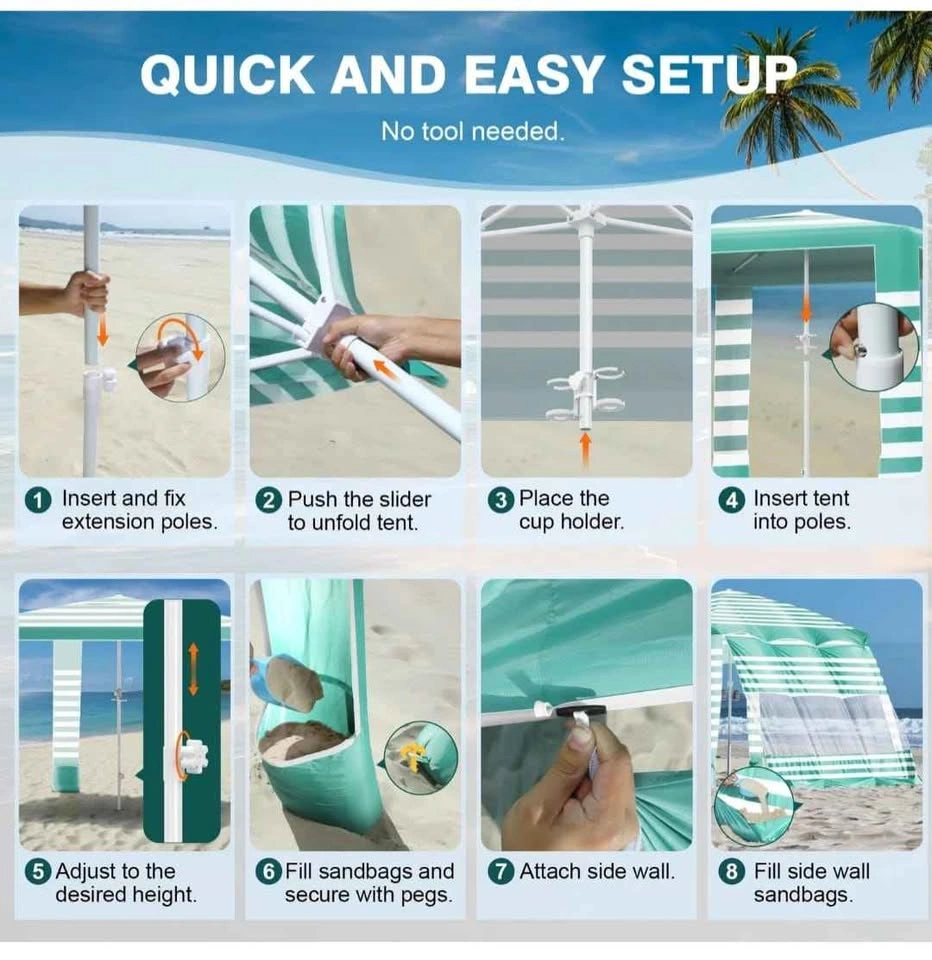 Rhino Valley 8x8ft Beach Cabana Tent - UPF 50+, Wind Resistant - photo 5