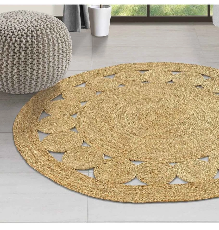 Brand new Round Jute Area Rug 5ft Natural Fiber Handmade - photo 2