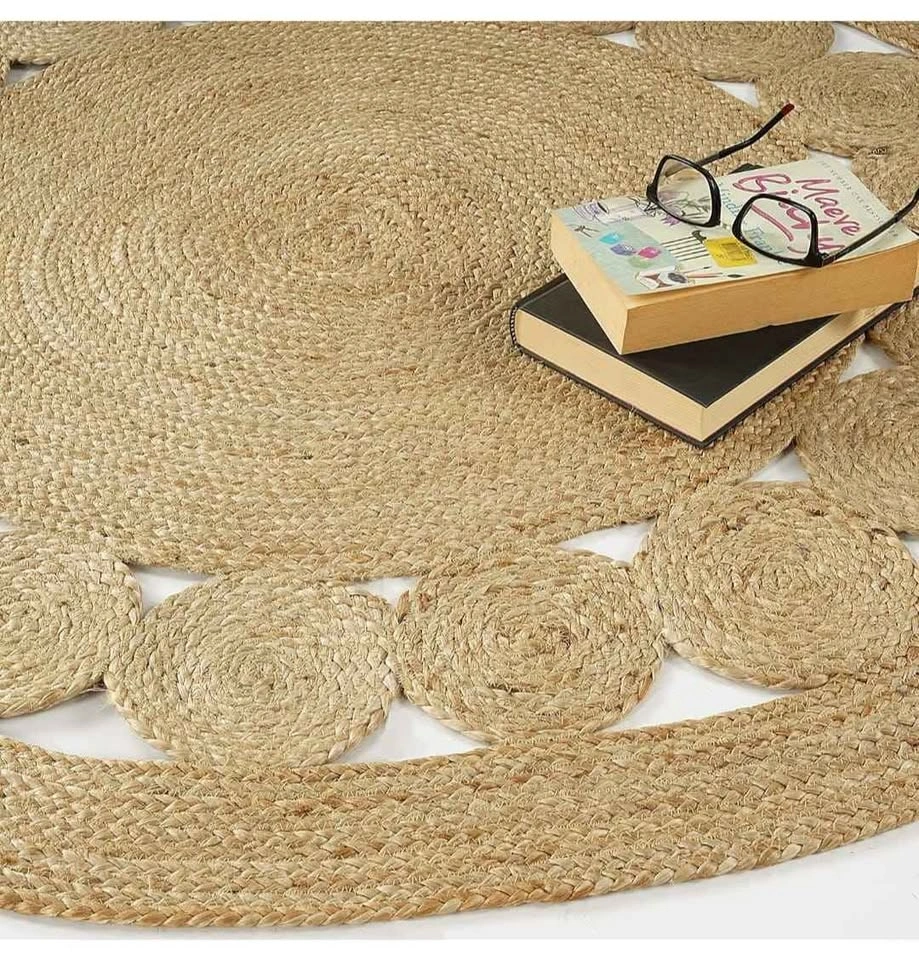 Brand new Round Jute Area Rug 5ft Natural Fiber Handmade - photo 3