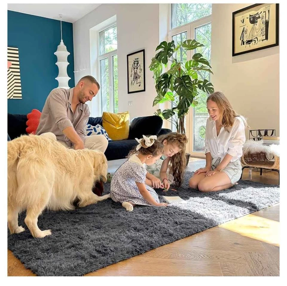 Brand new 9x12 Fluffy Grey Rug – Washable & Non-Slip - photo 3